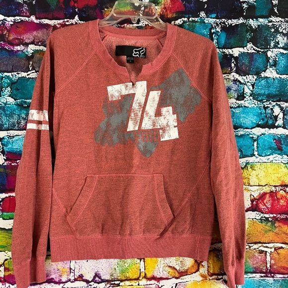 FX FOX Racing RIDE ON Women's Pink Gray Ft Pocket Sweatshirt Sz M  Motor Cross - Picture 1 of 6